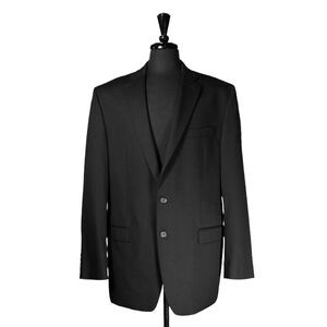 Chaps Ralph Lauren Mens Blazer Black Wool 2 Button Suit Jacket Sport Coat 44L